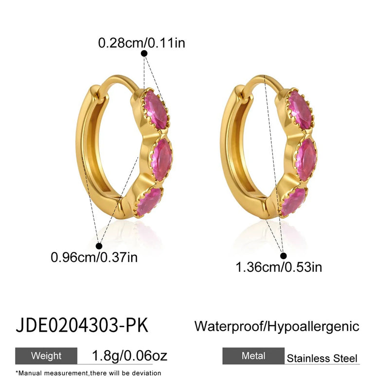 KIKA 3 Pcs/Set Elegant Zircon Earrings PVD Plated Stainless Steel 316L