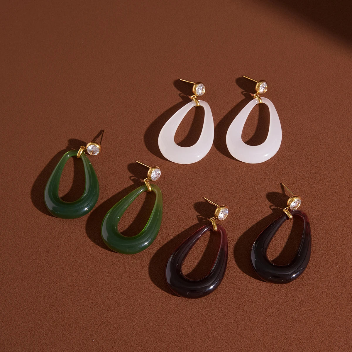 KIKA Water Drop Shape Resin EarringsGold PVD Plated Stainless Steel 316L