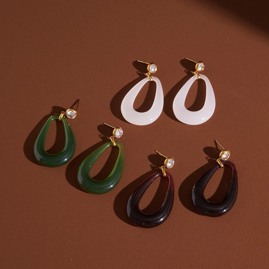 KIKA Water Drop Shape Resin EarringsGold PVD Plated Stainless Steel 316L