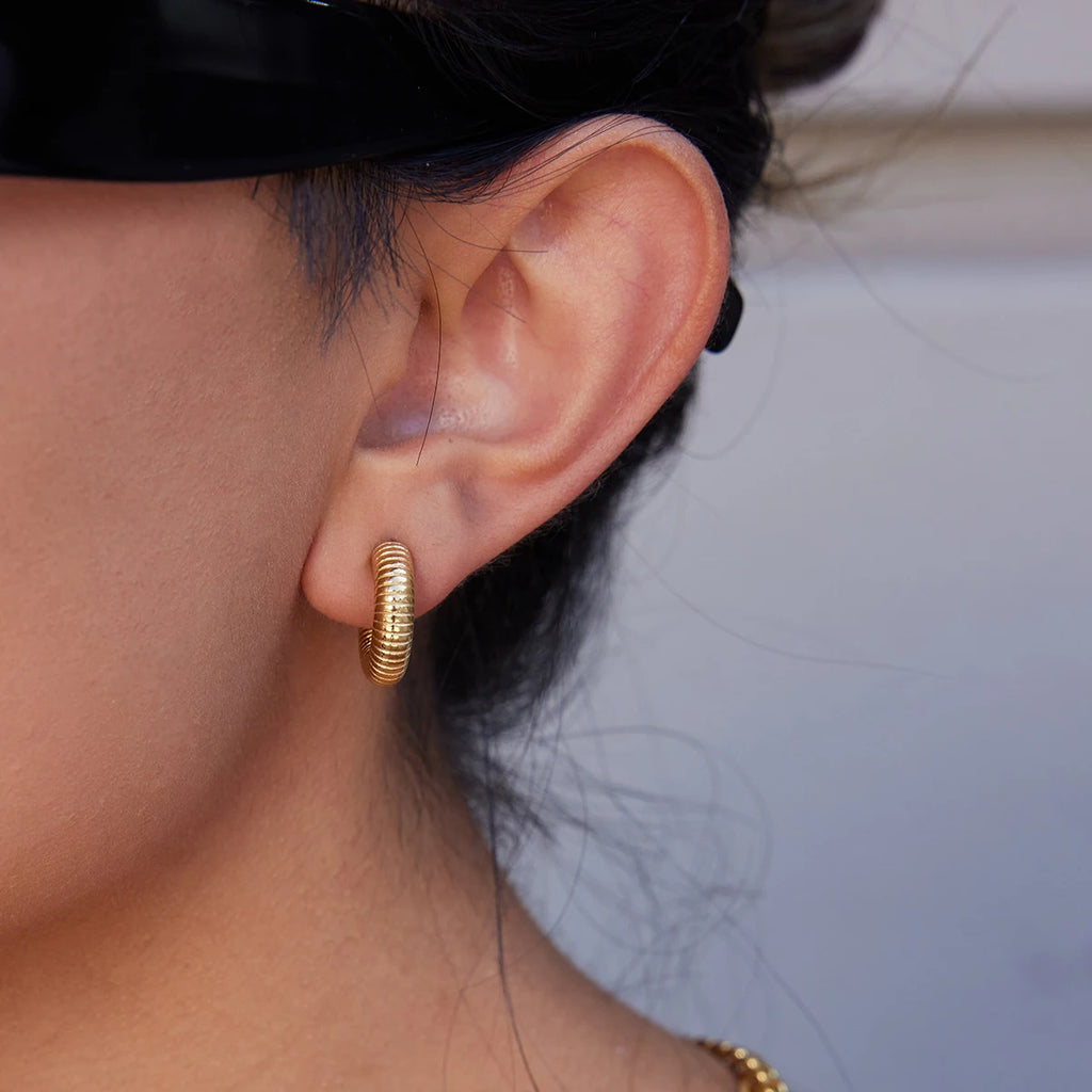 KIKA Minimalist Classic 18K Gold Color PVD  Plated Stainless Steel 316L C-Shaped Earrings Hypoallergenic Waterproof