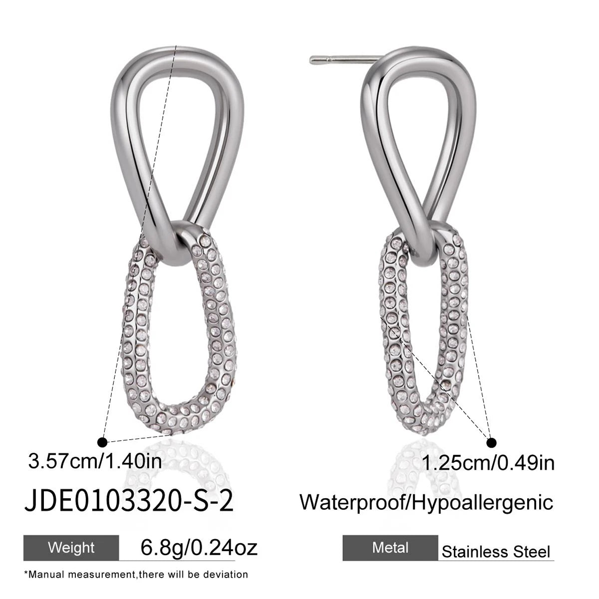 KIKA Full Crystal Geometric Drop Earrings PVD Plated Stainless Steel 316L