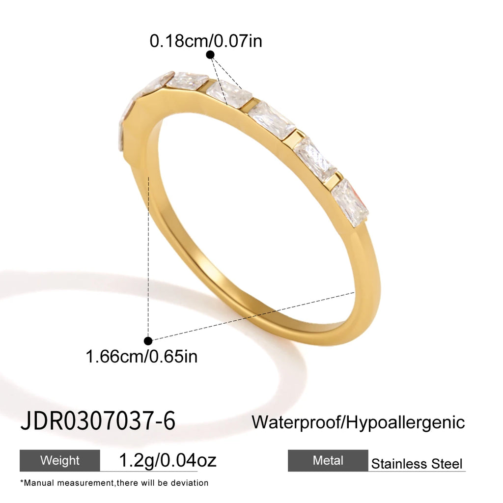 KIKA Delicate Crystal Zircon Stackable Rings 18K Gold PVD Plated Stainless Steel 316L