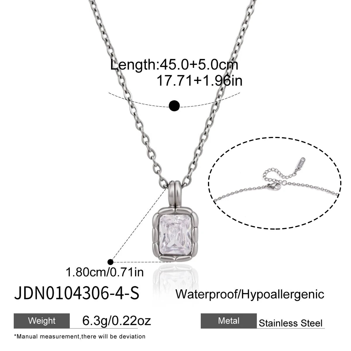 Kika Geometric Zircon Pendant Necklace For Women Minimalist 18K Gold PVD Plated Stainless Steel 316L