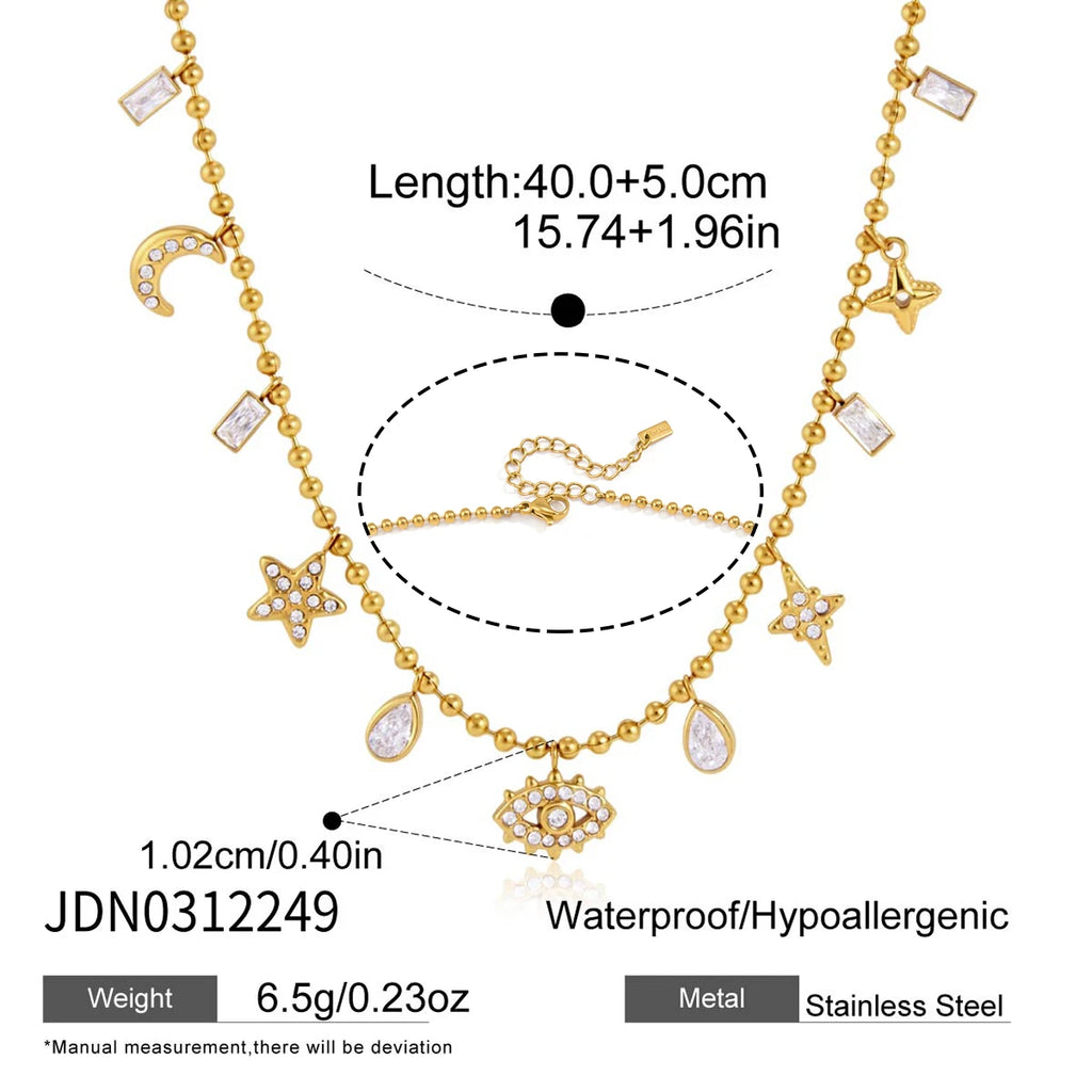 Kika Classic Moon Star Eye Pendant Necklace
