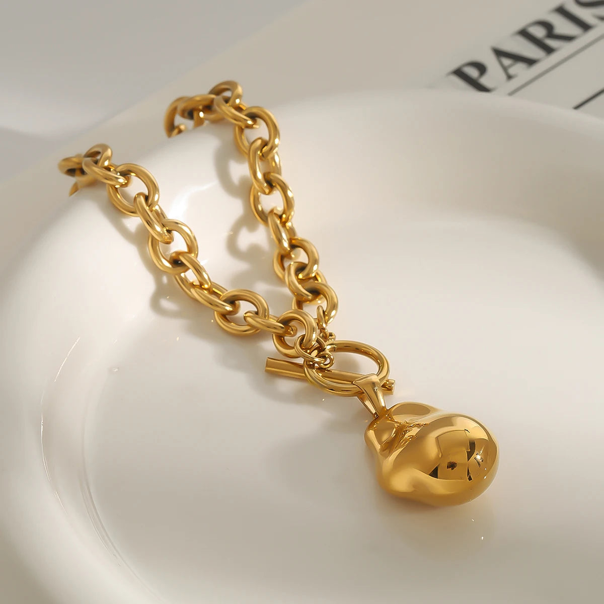 KIKA Minimalist Alien Steel Ball Pendant Bracelet Stainless Steel Cross Chain OT Buckle Bracelet Stackable Women's Jewelry