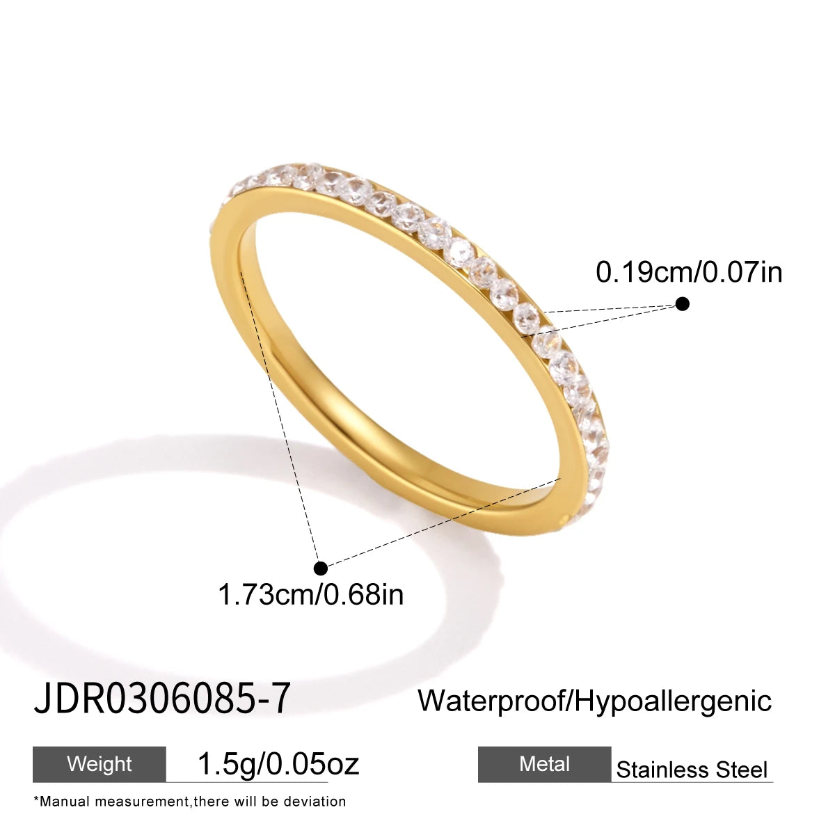 Kika Delicate Geometric Zircon Stackable Rings Minimalist 18K Gold PVD Plated Stainless Steel 316L