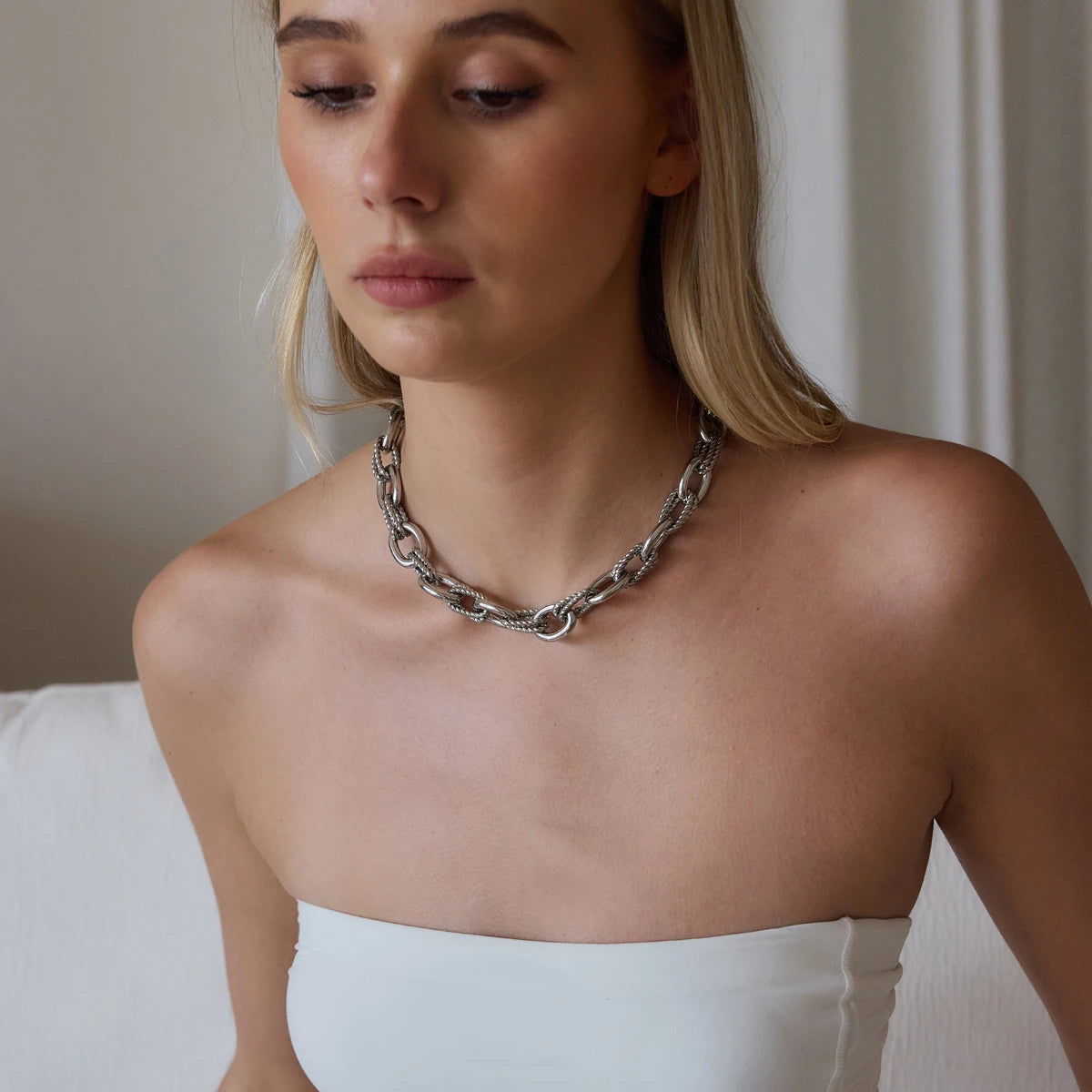 KIKA Classic Chunky Thick Chain Necklace For Women Men Minimalist 18K Gold PVD Plated Stainless Steel Necklace Fashion Jewelry