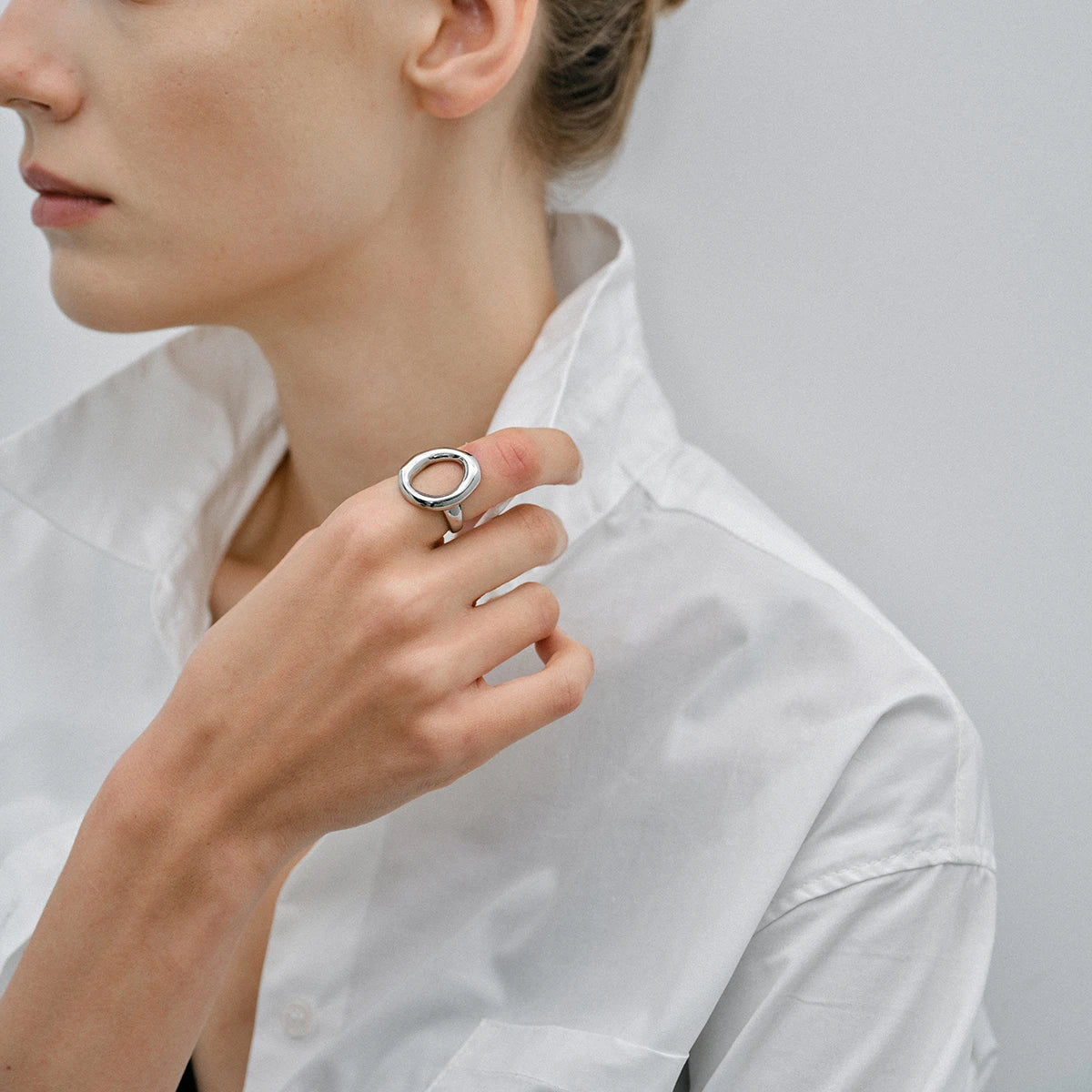 KIKA Rust Proof 316l Stainless Steel Geometric Open Ring Statement Gold Color Metal Texture High Quality Charm