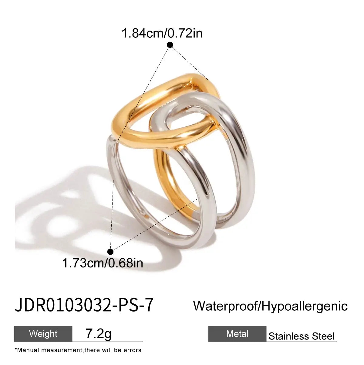 KIKA Minimalist Two Tone Irregular Wrapped Ring PVD Plated Stainless Steel
