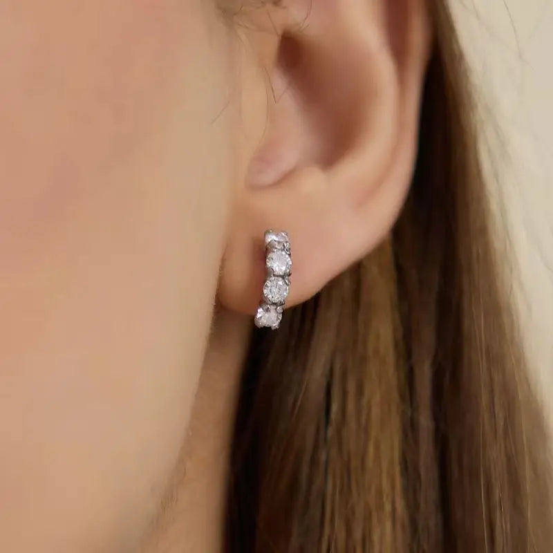 Kika Delicate Full Zircon C Shape Stud Earrings 18K Gold PVD Plated Stainless Steel 316L