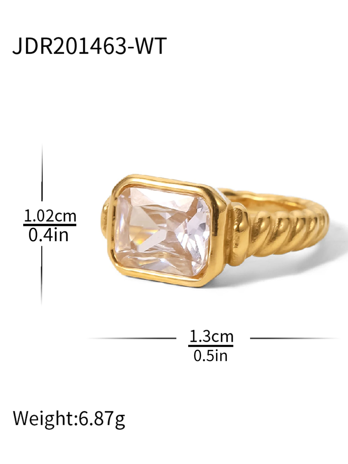 Kika Fashion Alien Pearl Ring 18K Gold Color Plated Stainless Steel Folded Foldable Ring