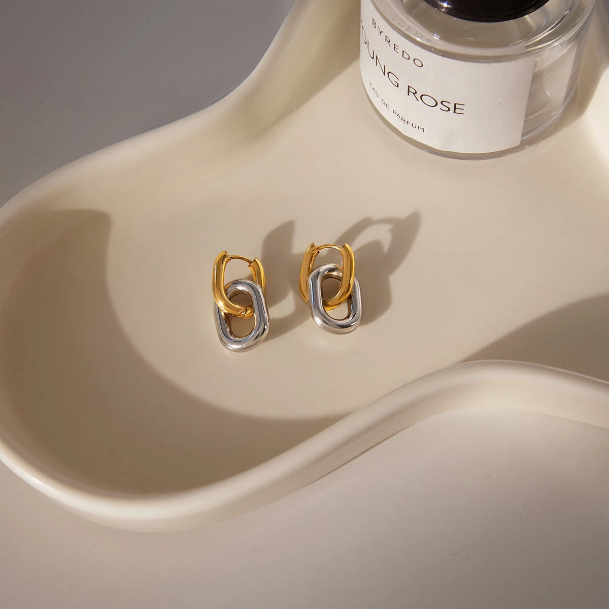 Blocked Double Ring Earring