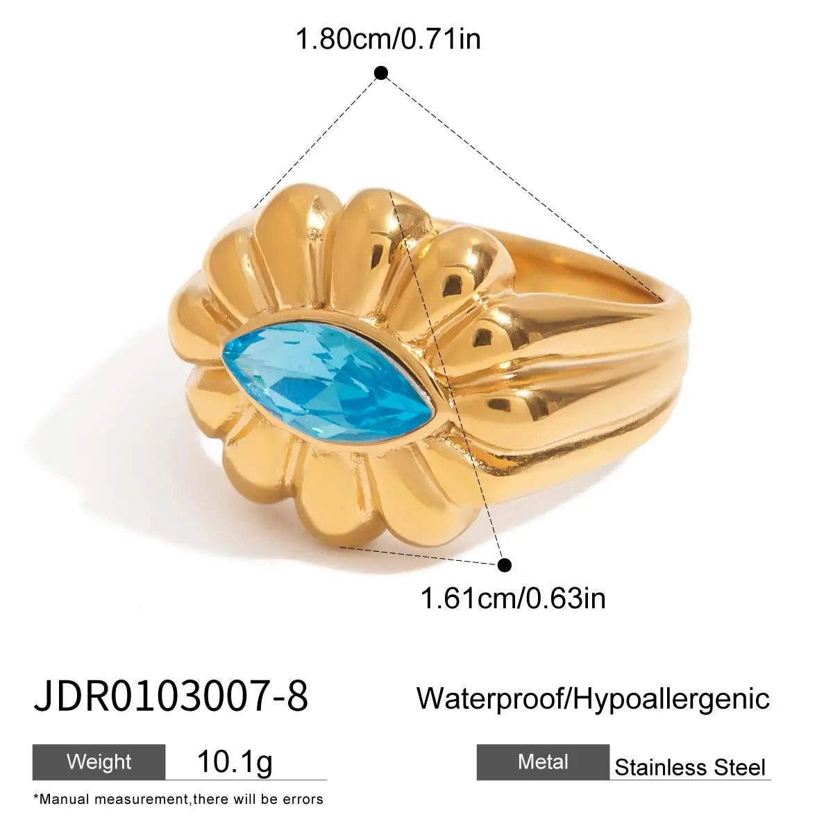 Y2k Blue Rhinestone Ring