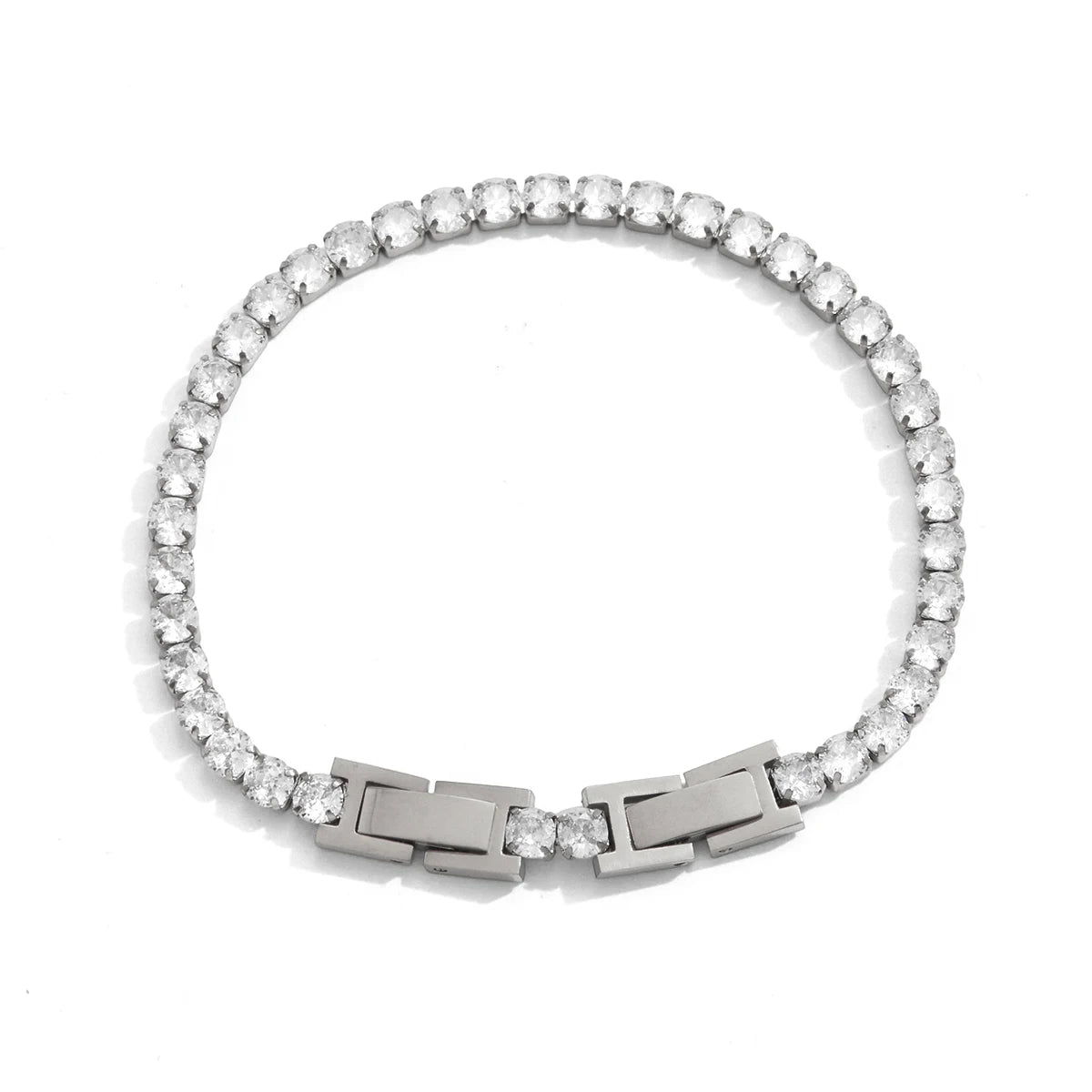 Classic White Round Zircon Tennis Ball Chain Bracelet