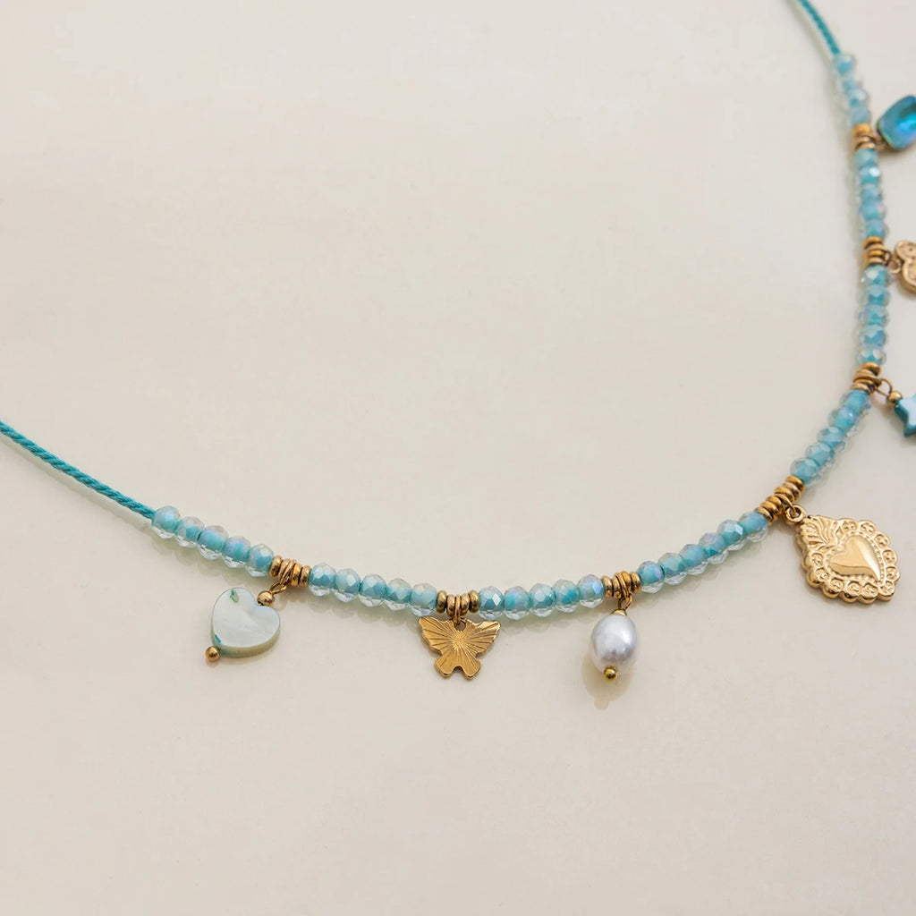 Kika Ocean Vacation StyleHeart shaped Butterfly  Necklace
