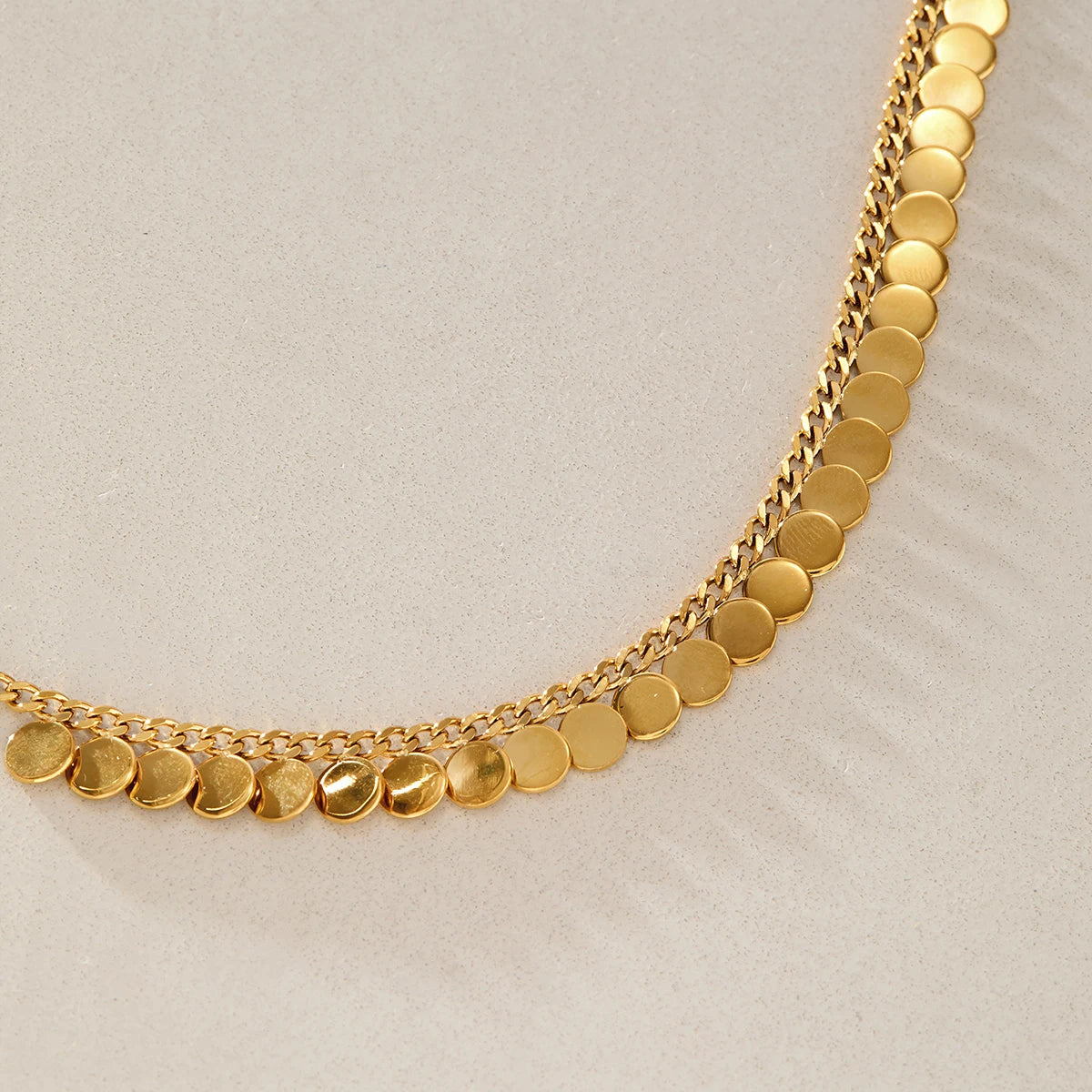 KIKA Classic Round Sequins Pendant Necklace For Women Minimalist 18K Gold PVD Plated Stainless Steel Necklace Fashion Jewelry