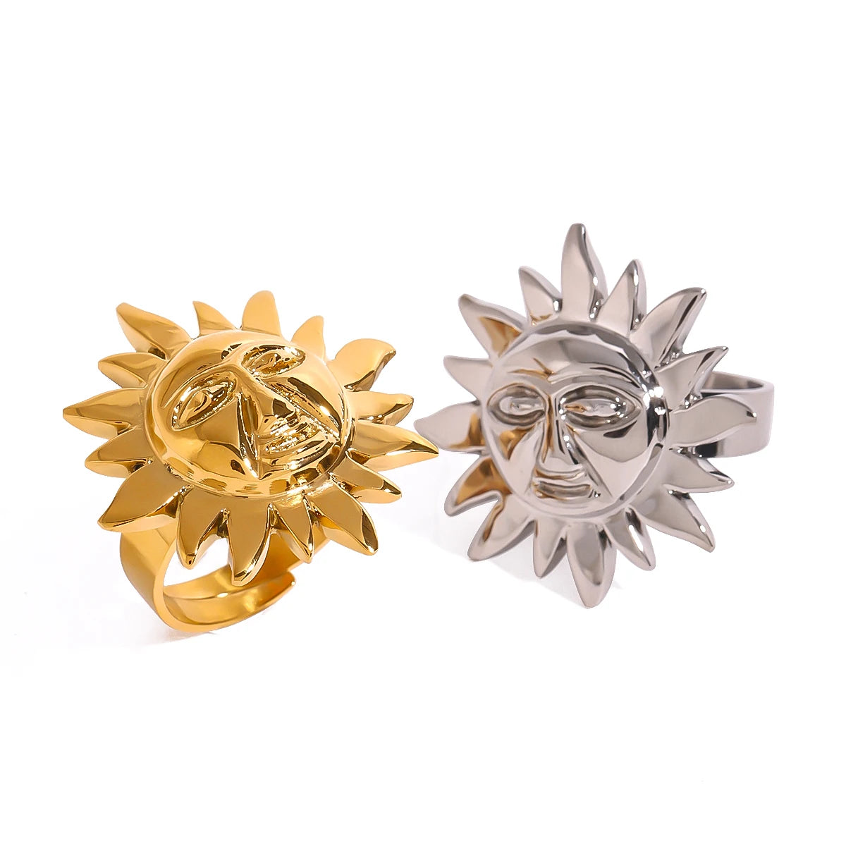Kika Luxury Natural Shell Stainless Steel Geometric Open Ring Gold Color 18K PVD Plated High Quality France Finger Jewelry