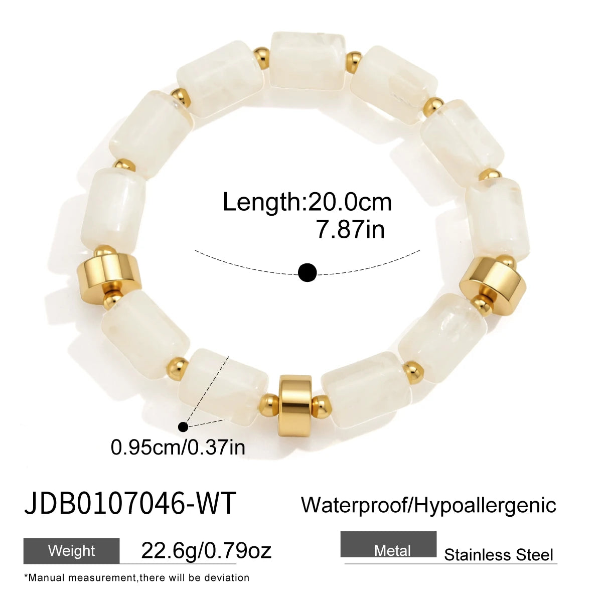 KIKA Vintage Elastic Resin Bracelet For Women Minimalist Gold Color CCB Plastic Beads Bracelet Autumn Winter Fashion Jewelry