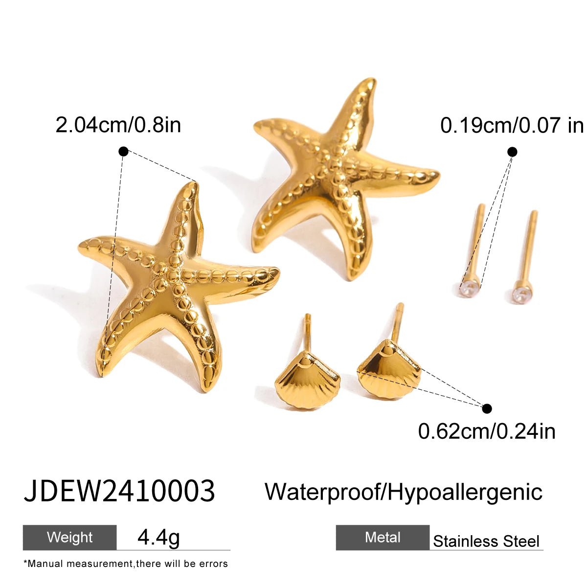 kika Fashion Stainless Steel Sea Ocean Element Starfish Earrings