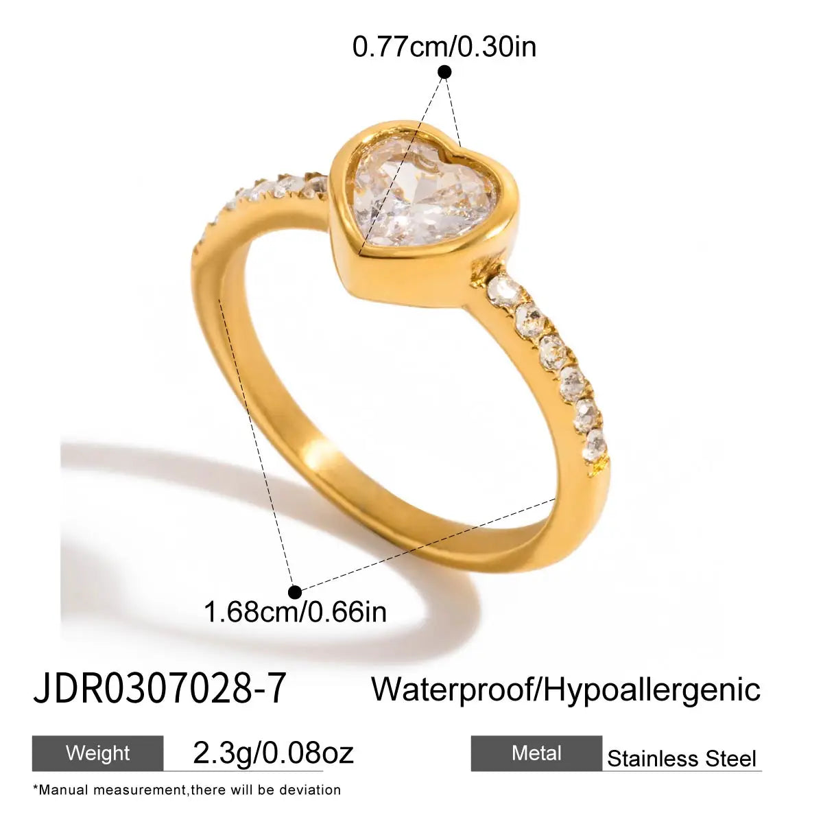 KIKA Minimalist 18K Gold Color PVD Plated Stainless Steel 316L Geometric Zircon Flower Ring Stackable Texture Ring
