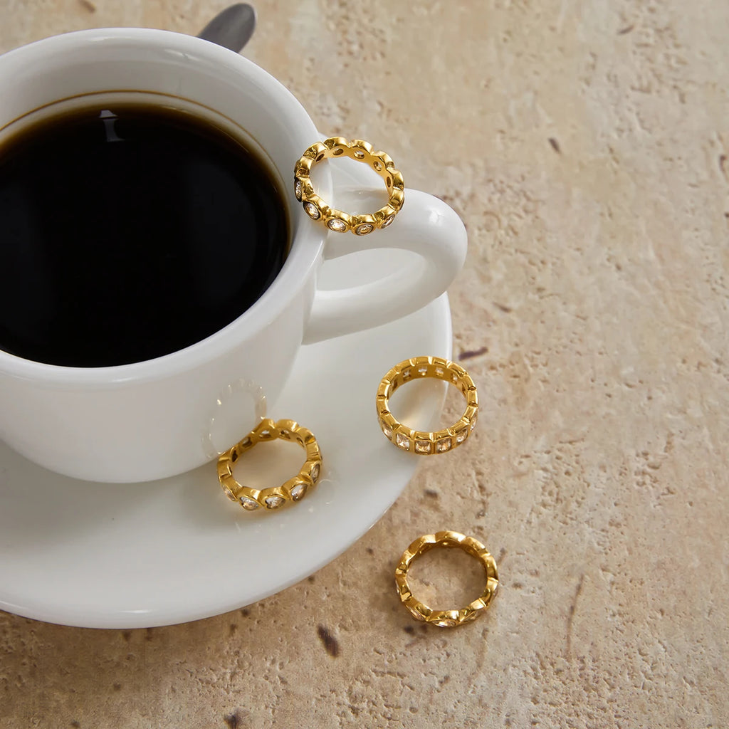 Water Drop shaped Sparkling Ring