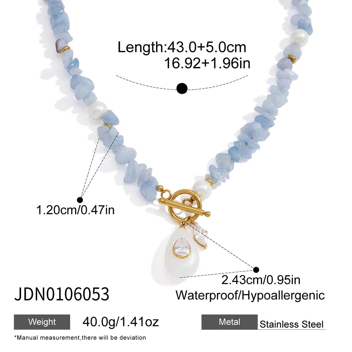 Kika Geometric Resin Zircon Pendant Necklace For Women Elegant Natural Stainless Steel