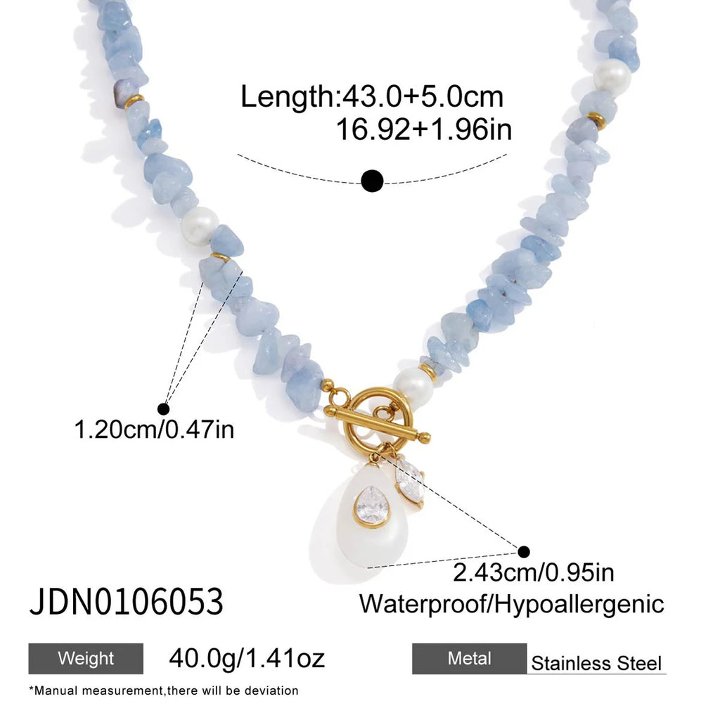Kika Geometric Resin Zircon Pendant Necklace For Women Elegant Natural Stainless Steel