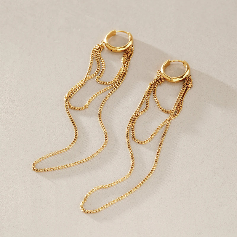 KIKA Minimalist Long Chains Tassel Earrings For Women Classic 18K Gold Plated Stainless Steel 316L