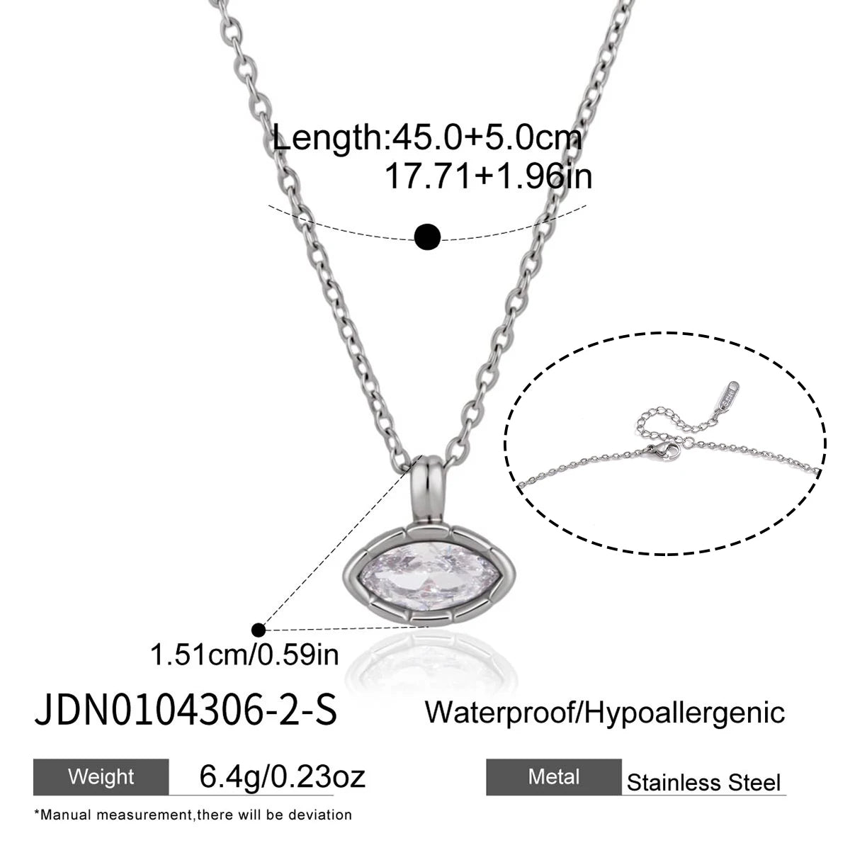 Kika Geometric Zircon Pendant Necklace For Women Minimalist 18K Gold PVD Plated Stainless Steel 316L