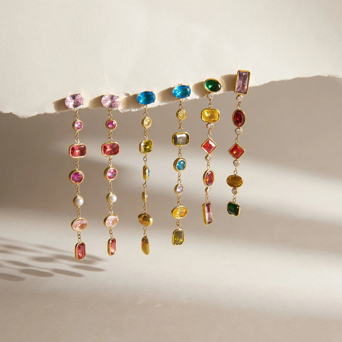 Kika Delicate Multicolor Geometric Zircon Drop Earrings