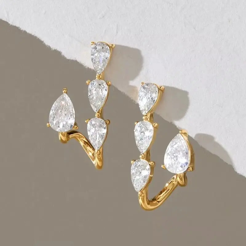 KIKA Classic Water Drop Zircon Earrings For Women Minimalist 18K Gold PVD Plated Stainless Steel Stud Earrings Fashion Jewelry