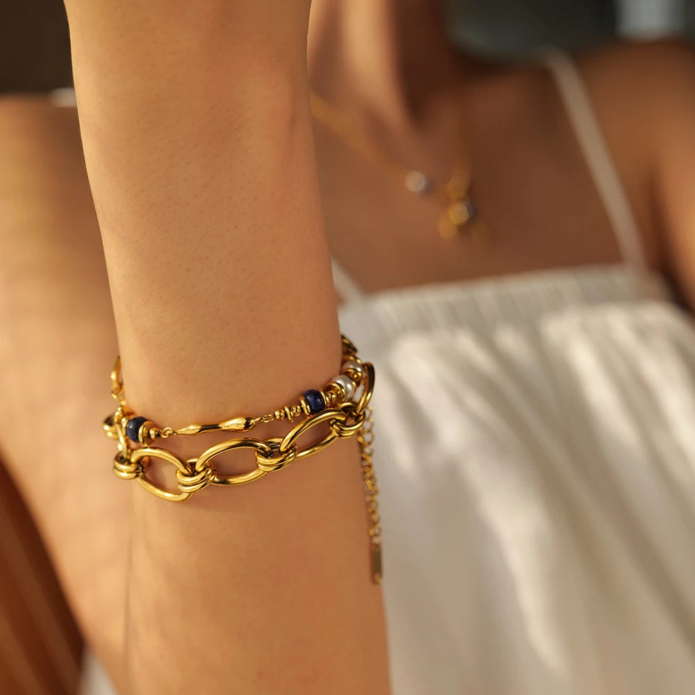 Kika Stainless Steel Bead Chain Bangle Bracelet Waterproof