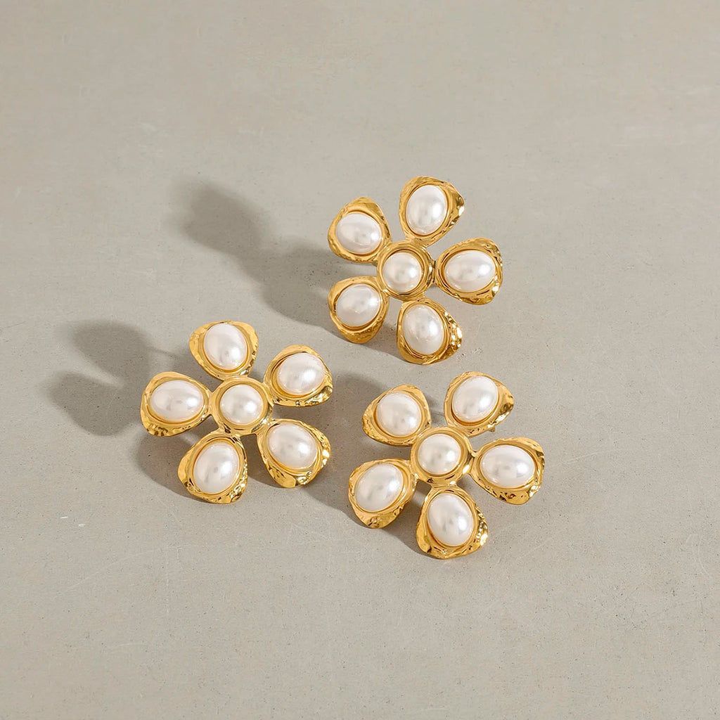 KIKA Fashion Pearl Flower Ring Stainless Steel 316L