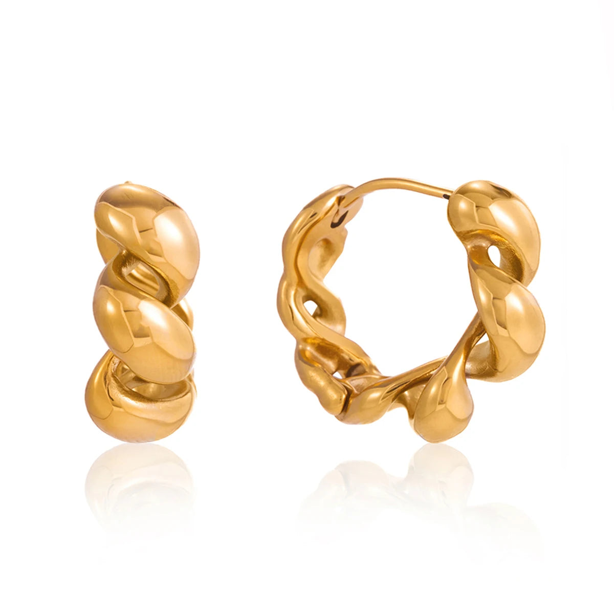 Kika Classic Glossy Hollow Out Wrapped Wave Earrings
