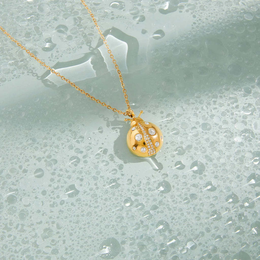 Kika White Zircon Ladybird Pendant Necklace