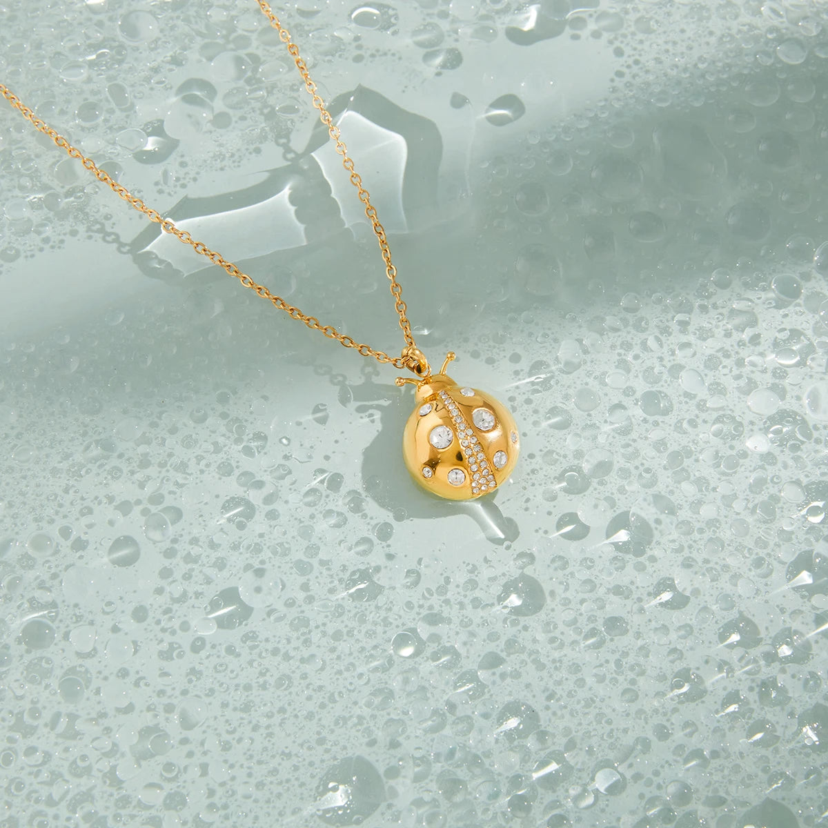 Kika White Zircon Ladybird Pendant Necklace