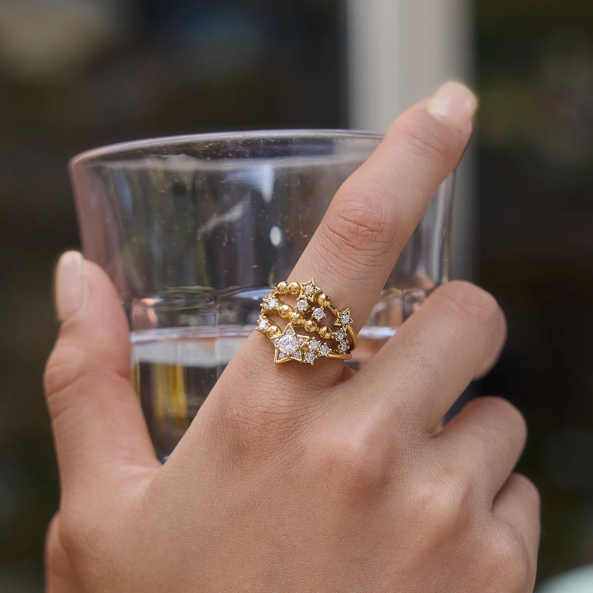 KIKA Delicate Zircon Star Open Rings PVD Plated Stainless Steel 316L