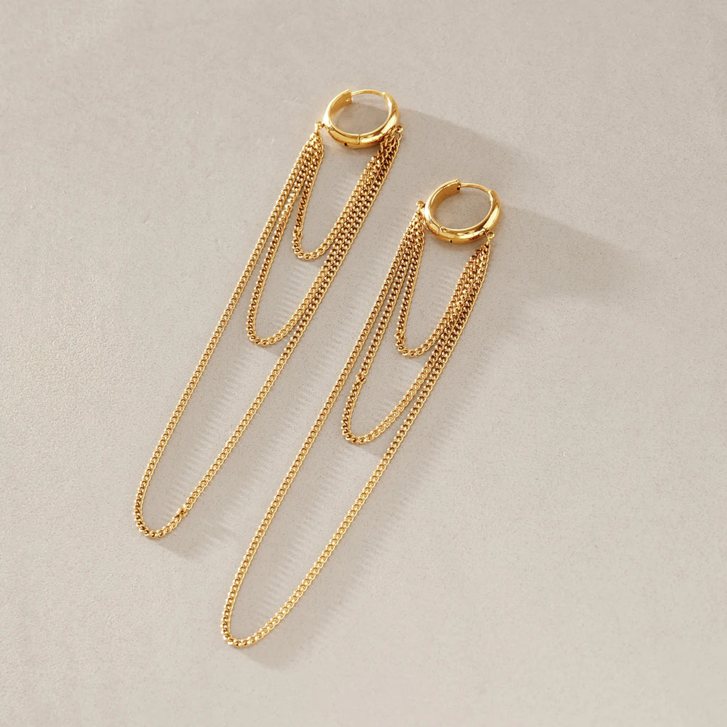 KIKA Minimalist Long Chains Tassel Earrings For Women Classic 18K Gold Plated Stainless Steel 316L