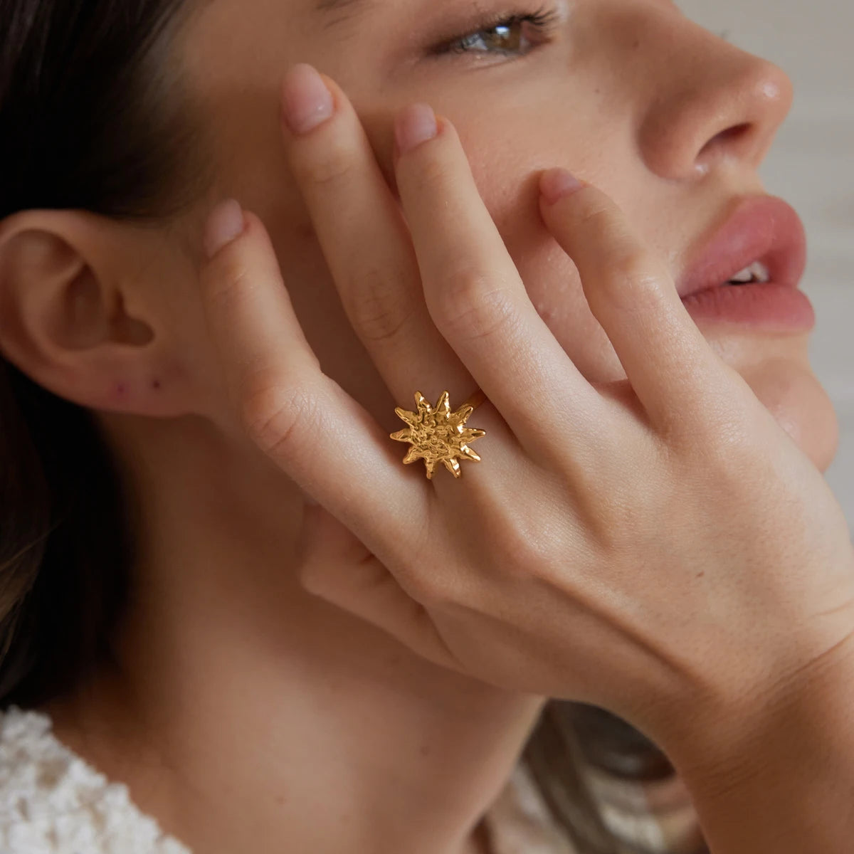 KIKA Classic Sun Shape Open Rings For Women Minimalist 18K Gold PVD Plated Stainless Steel 316L