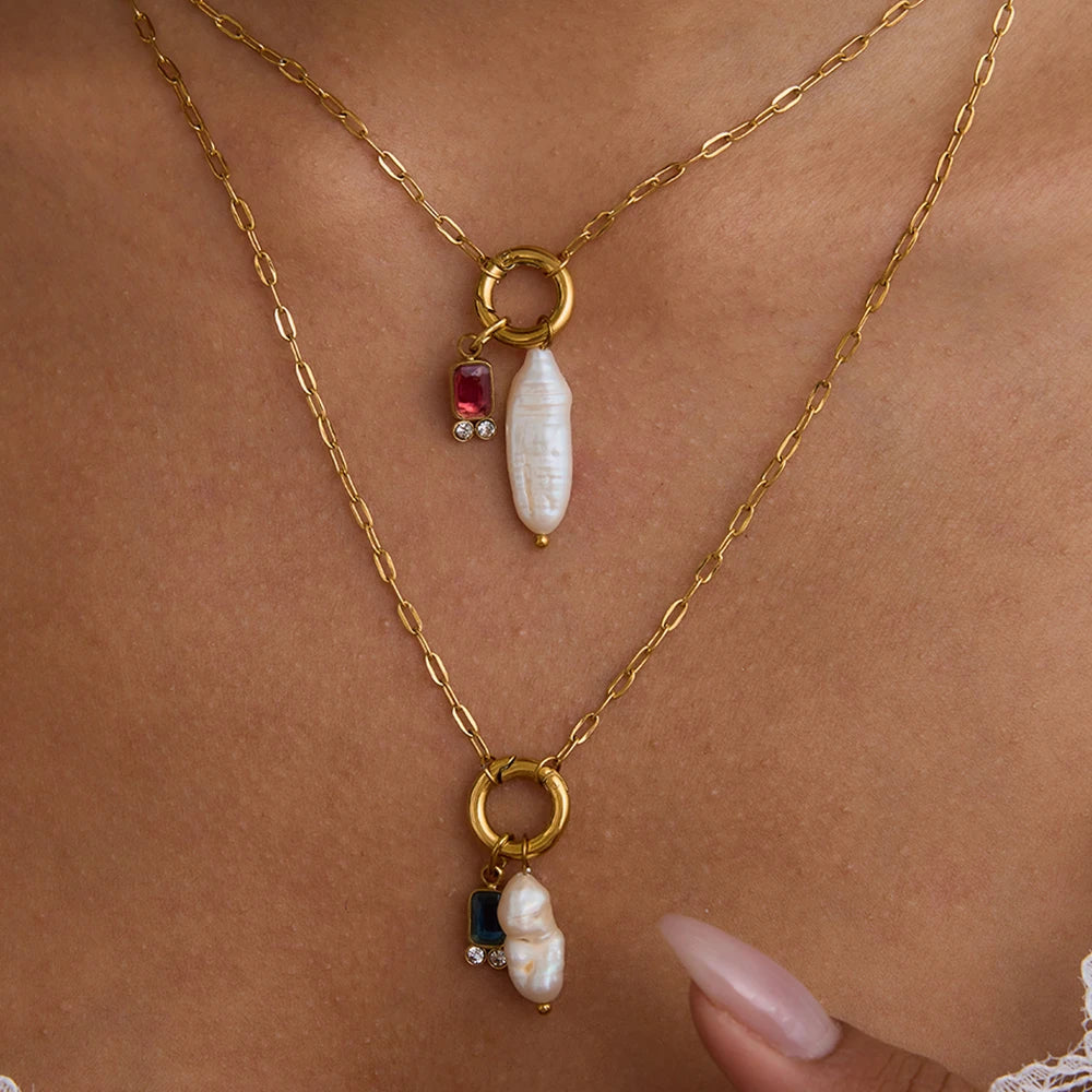 Kika Fashion Minimalist Freshwater Pearl Pendant Necklace