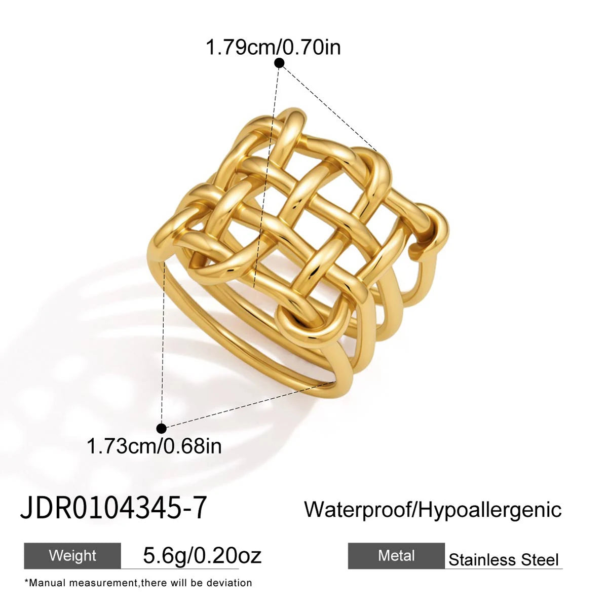 KIKA Minimalist Hollow Mesh Rings PVD Plated Stainless Steel 316L