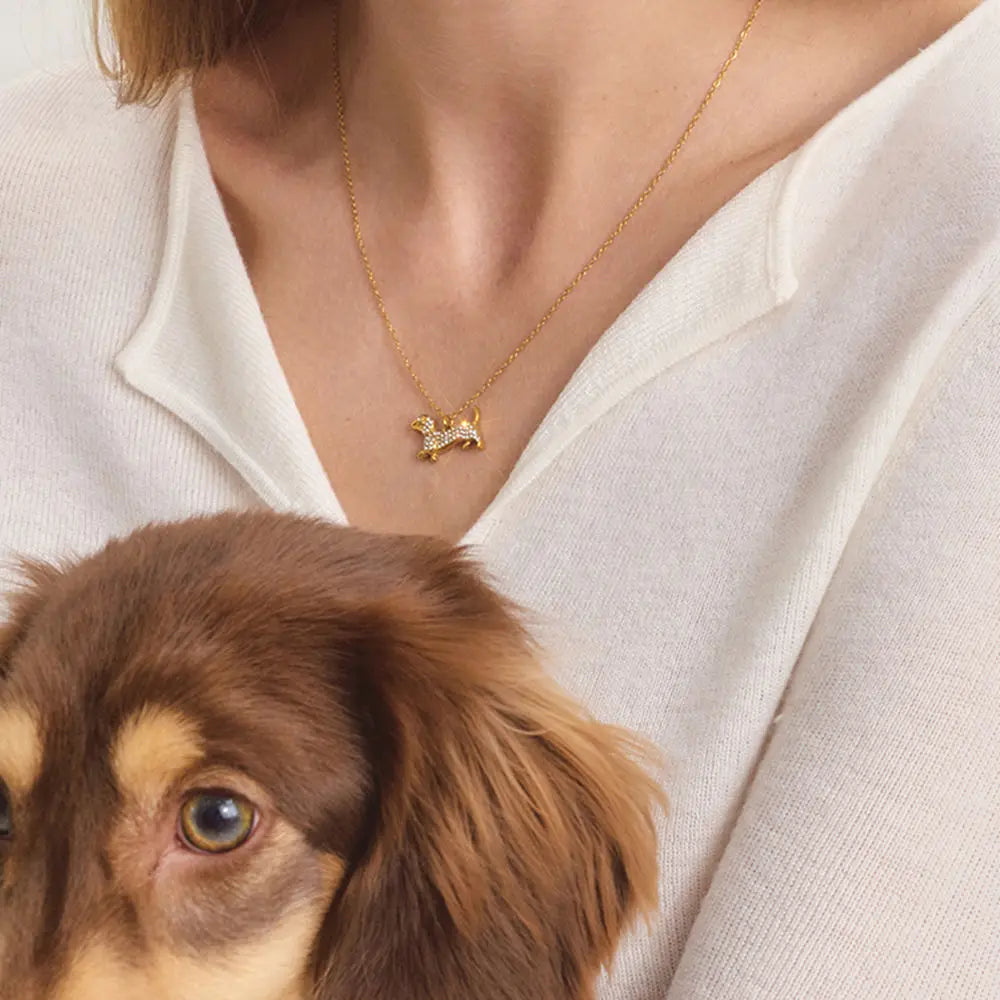Kika Cute Dachshund Pet Dog Pendant O-Chain Necklace