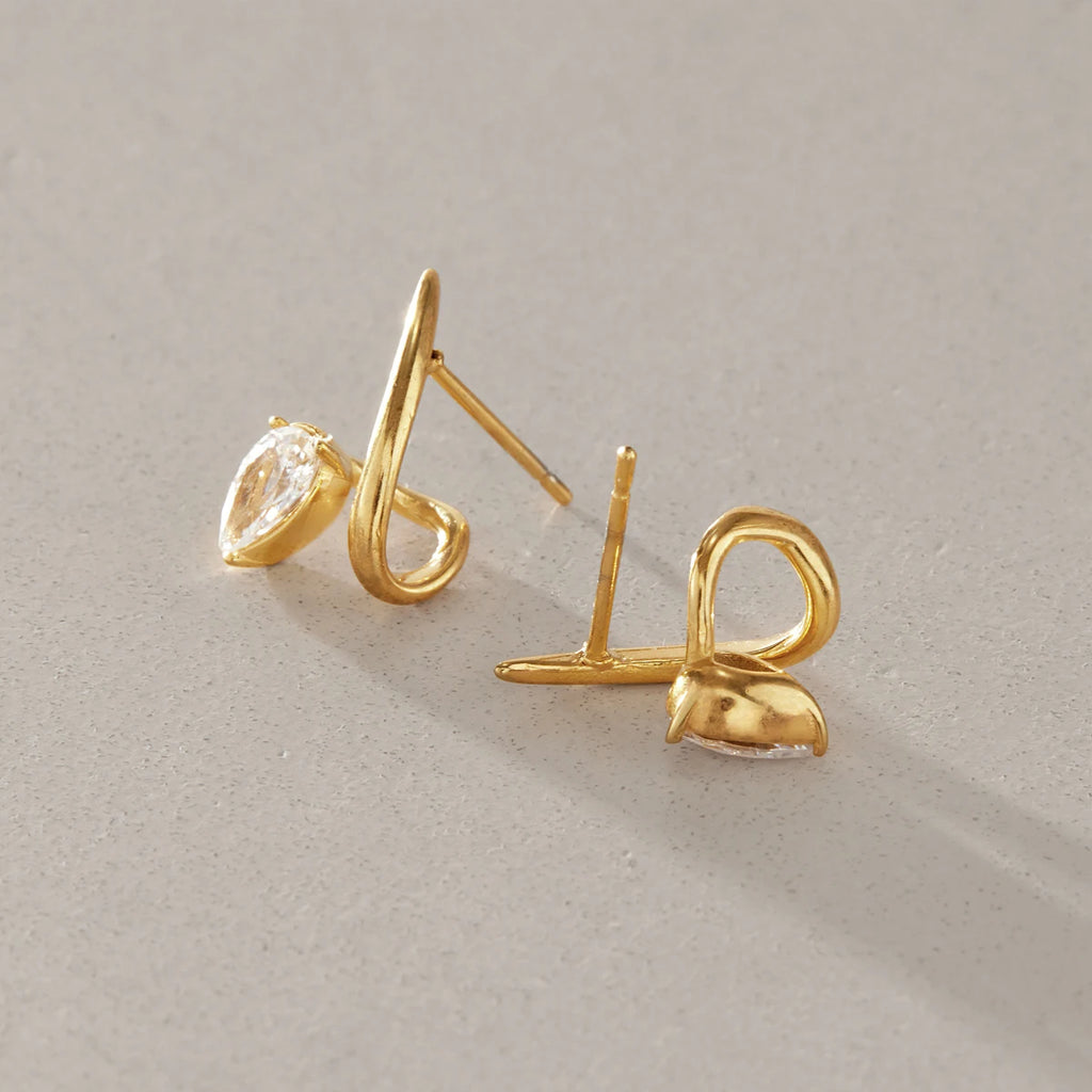KIKA Delicate Water Drop Zircon Geometric Stud Earrings For Women 18K Gold PVD Plated Stainless Steel 316L Earrings Fashion Jewelry
