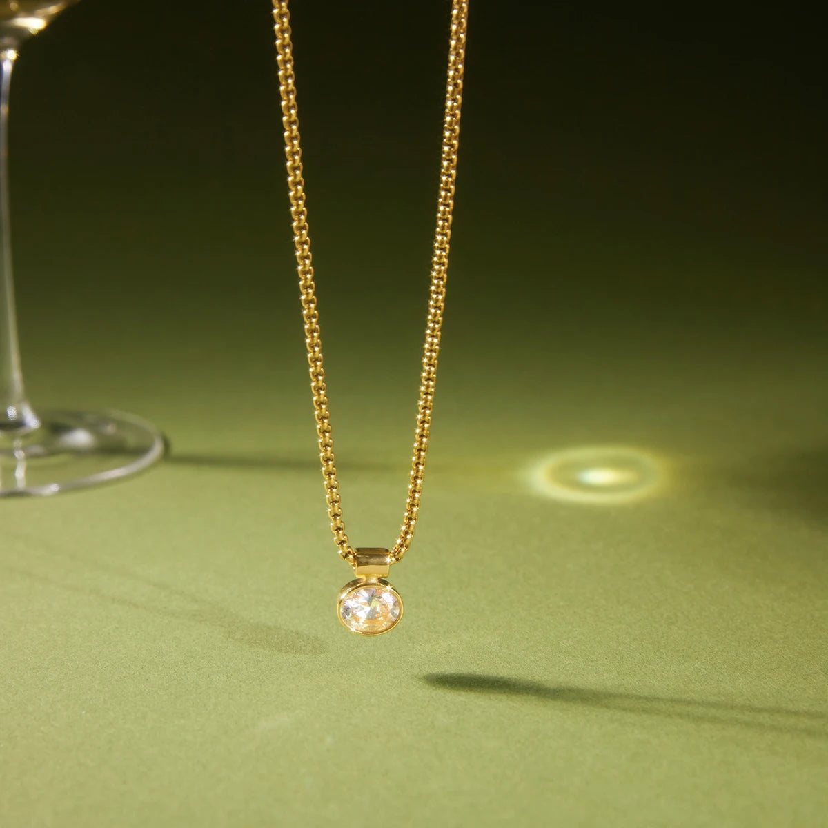 Classic White Egg-Shaped Zircon Pendant Necklace
