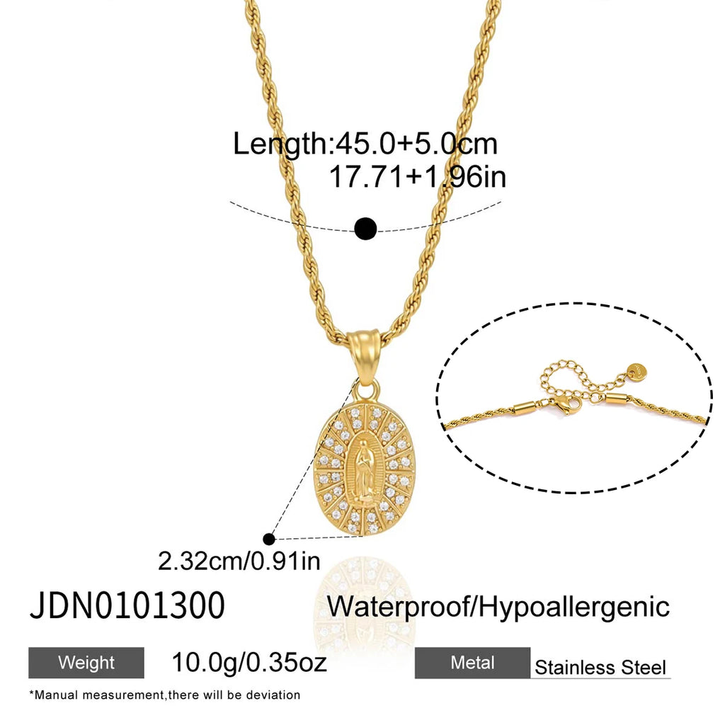 Kika Delicate White Zircon Relief Figure Pendant Sun Shaped Fried Dough Twists Chain Necklace