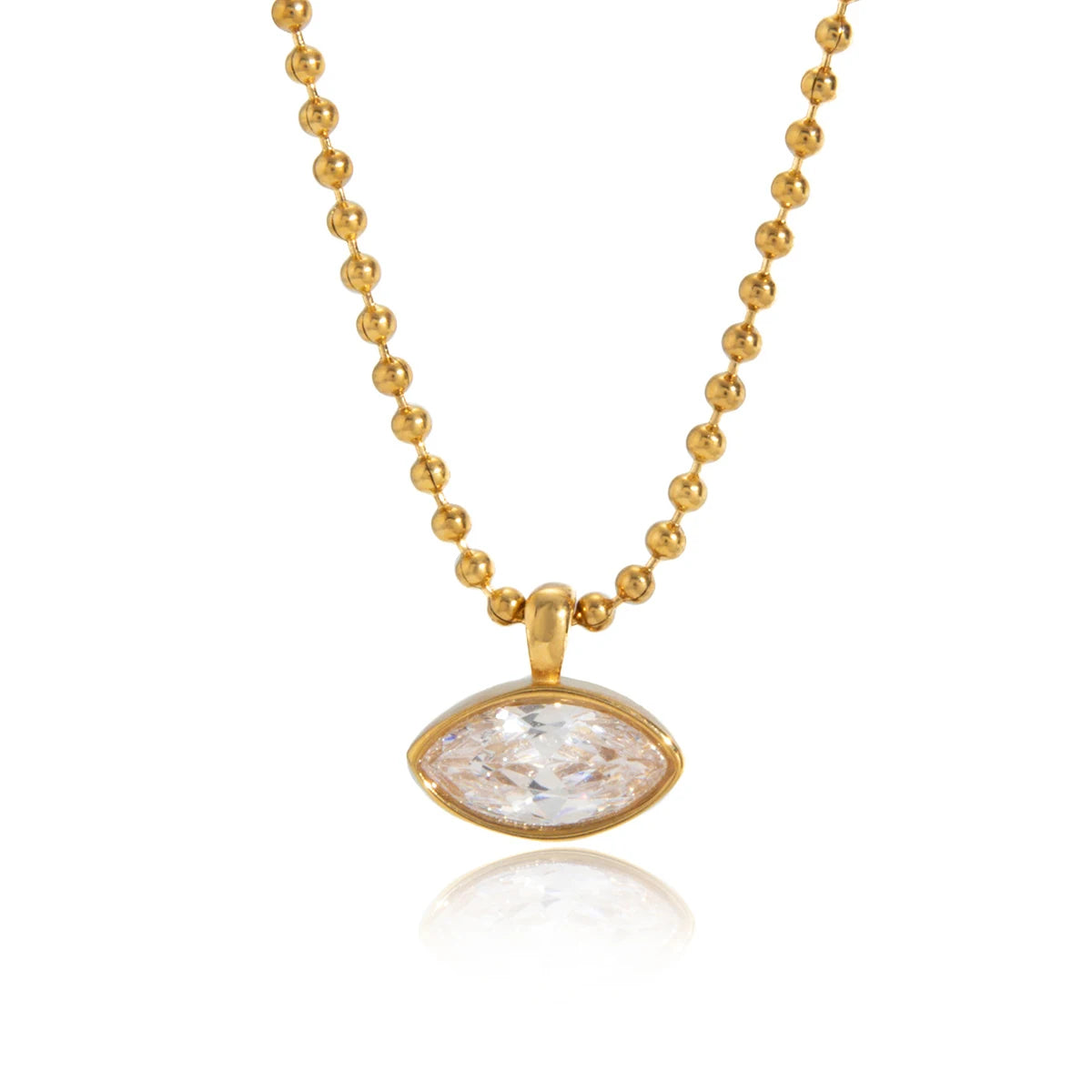 Classic Geometric waterdrop shape White Zircon Necklace
