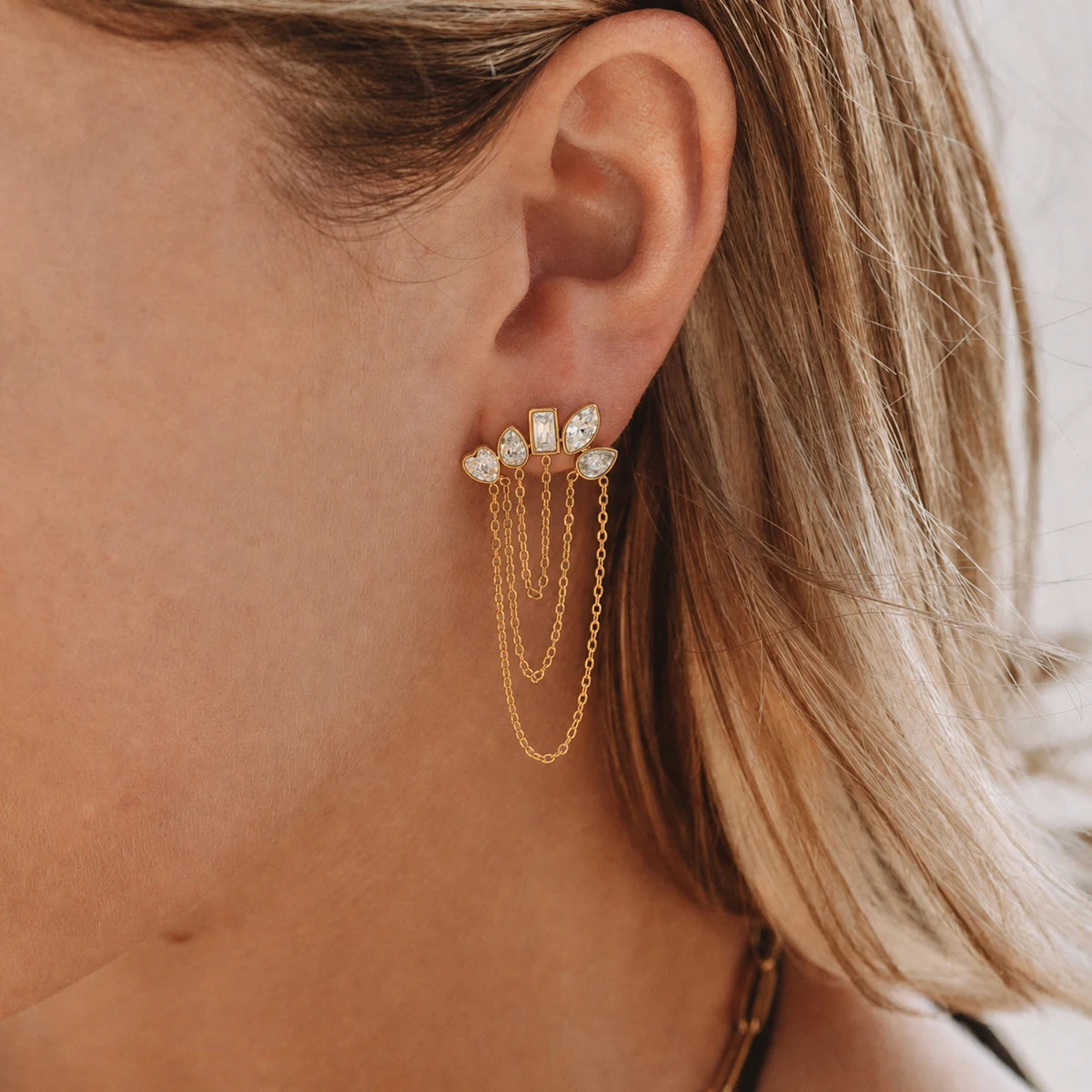 Kika Geometric Zircon Stud Earrings