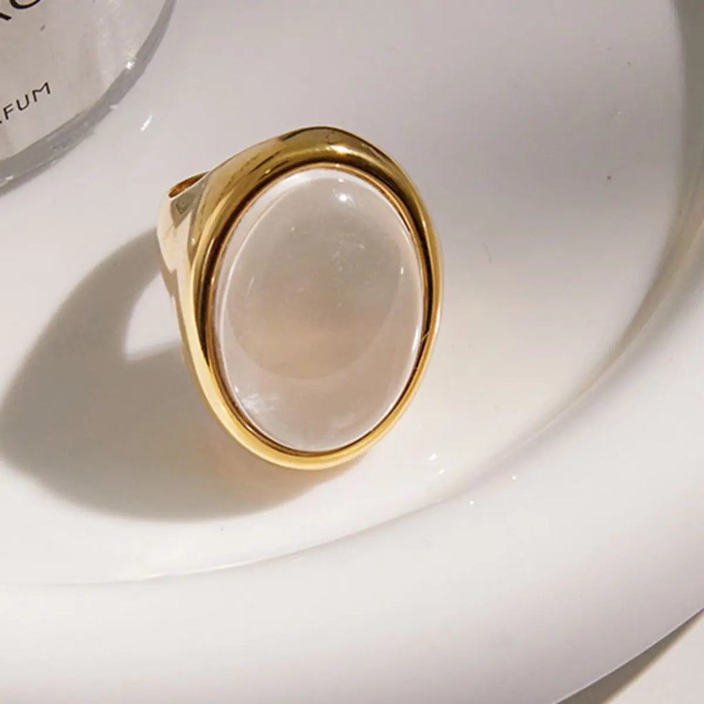 Classic Egg-Shaped Transparent Resin Ring