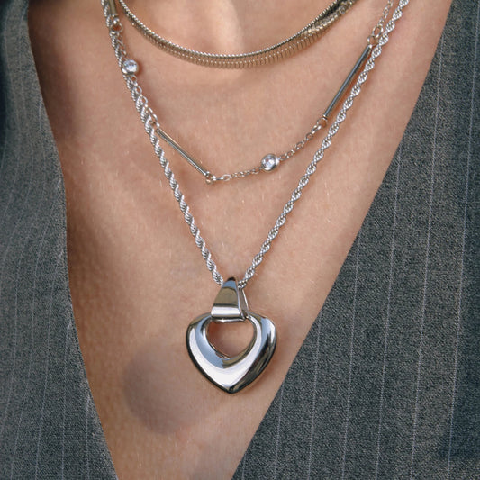 Hollowed Out Heart Shaped Pendant Necklace