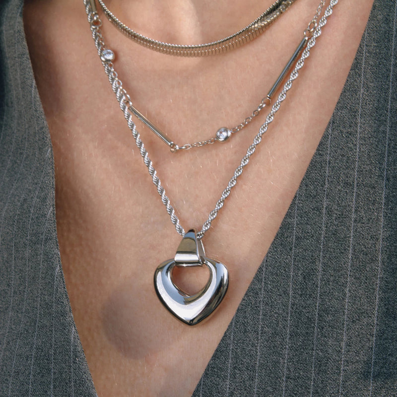 Hollowed Out Heart Shaped Pendant Necklace